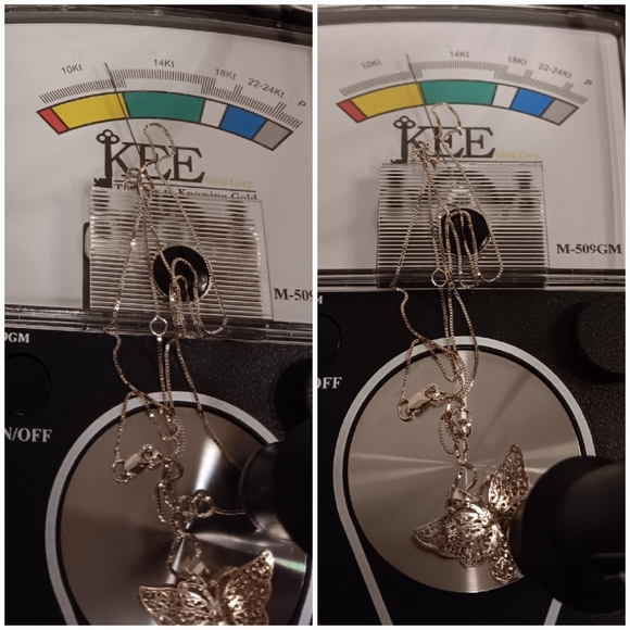 10k Gold Necklace Butterfly 2-tone Pendant + Adjustable chain Solid real 10kt - Picture 2 of 5